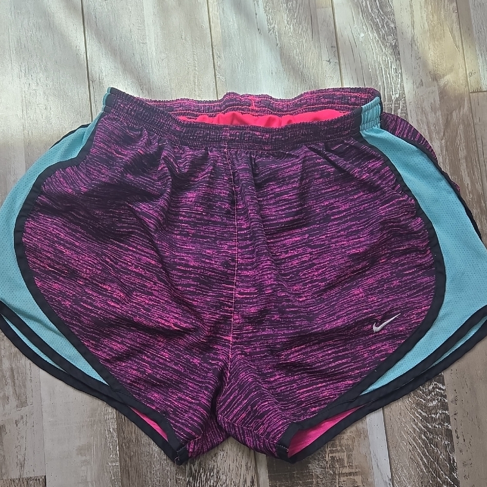 Nike Women's Pink and Teal Athletic Shorts